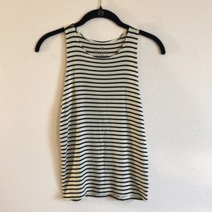 AE Cream and Black Stripe High Neck Tank Top